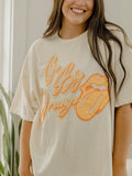 Rolling Stones Vols Go Big Orange Malibu Puff Ink Off White Thrifted Tee