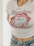 Rolling Stones World's Greatest Band White Micro Cropped Tee