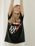 Rolling Stones Zip Code Night Black Thrifted Distressed Tee