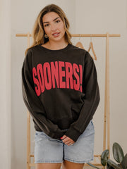 Sooners Mono Puff Ink Charcoal Hi-Dive Oversized Crew Sweatshirt