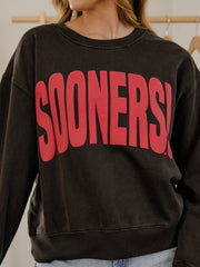 Sooners Mono Puff Ink Charcoal Hi-Dive Oversized Crew Sweatshirt
