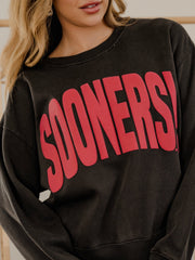 Sooners Mono Puff Ink Charcoal Hi-Dive Oversized Crew Sweatshirt