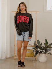 Sooners Mono Puff Ink Charcoal Hi-Dive Oversized Crew Sweatshirt