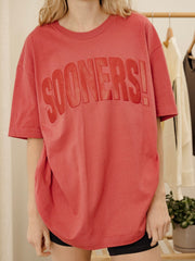 Sooners Mono Puff Ink Red Heavyweight Tee
