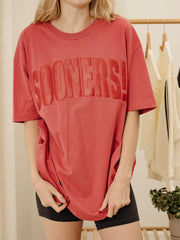 Sooners Mono Puff Ink Red Heavyweight Tee