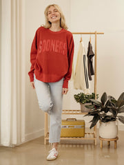 Sooners Mono Puff Ink Red Hi-Dive Oversized Crew Sweatshirt