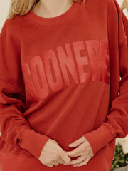 Sooners Mono Puff Ink Red Hi-Dive Oversized Crew Sweatshirt