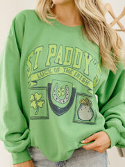 St. Patrick's Day Patch Green Thrifted Sweatshirt