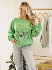 St. Patrick's Day Patch Green Thrifted Sweatshirt