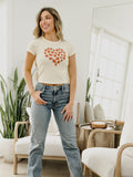 Strawberry Heart Off White Micro Cropped Tee
