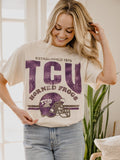 TCU Horned Frogs Established Date Helmet Off White Thrifted Tee