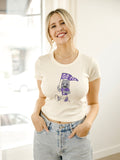 TCU Horned Frogs Mascot Flag Off White Micro Cropped Tee