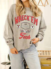 Texas Tech Patches 25 Ash Gray Thrifted Sweatshirt