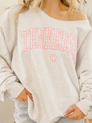 Tennessee Heart Gingham Print Gray Flashdance Sweatshirt