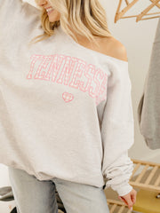 Tennessee Heart Gingham Print Gray Flashdance Sweatshirt