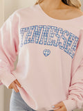 Tennessee Heart Gingham Print Pink Flashdance Sweatshirt