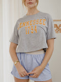 Tennessee Vols College Block Puff Ink Gray Cropped Tee