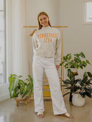 Tennessee Vols College Block Puff Ink Gray Mock Neck Hi-Dive Sweatshirt