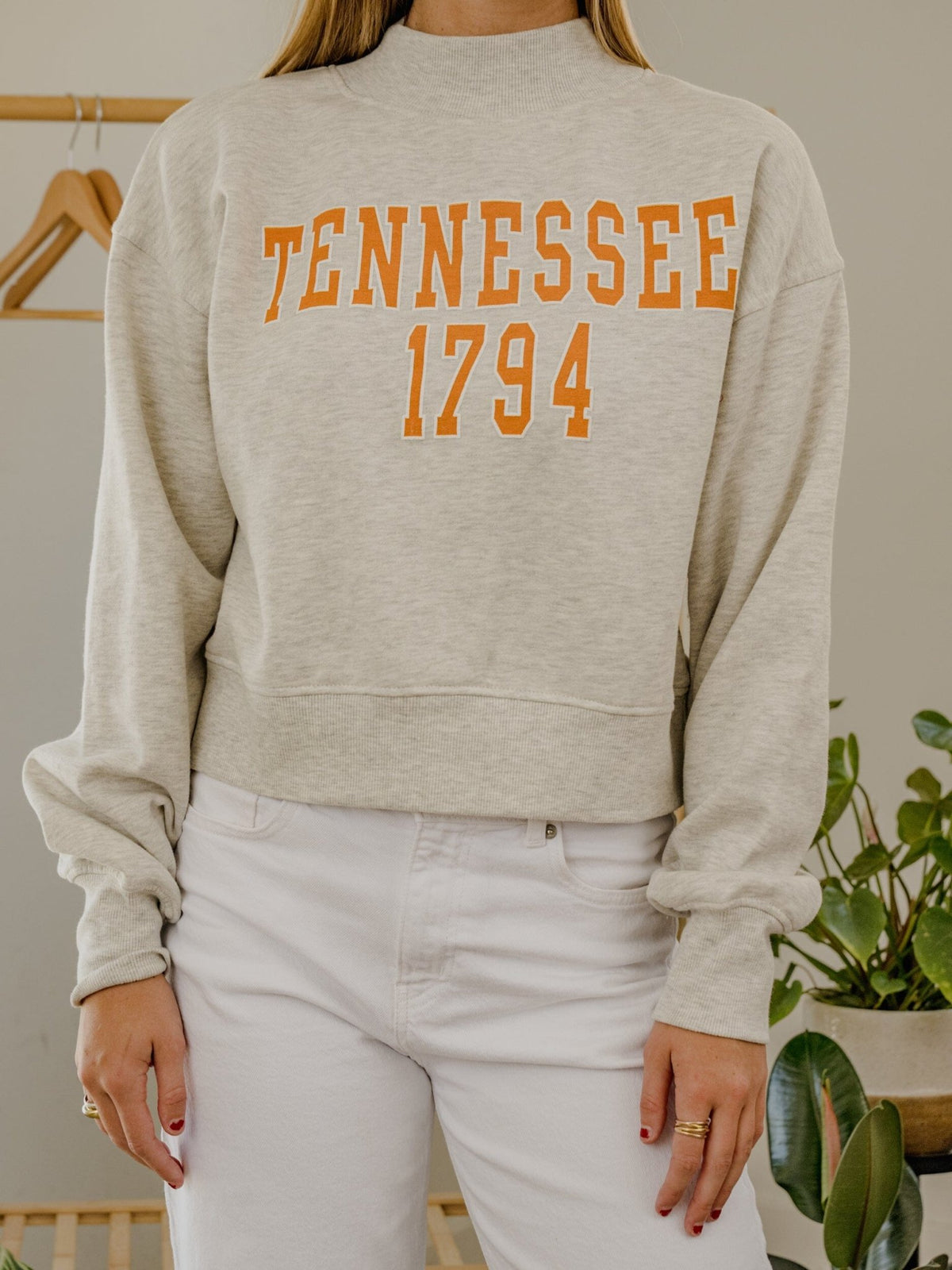 Tennessee Vols College Block Puff Ink Gray Mock Neck Hi-Dive Sweatshirt
