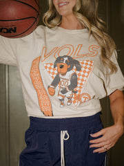 Tennessee Vols Courtside Basketball Off White Thrifted Tee