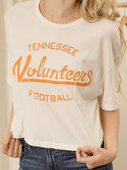 Tennessee Vols Football Stencil Off White Cropped Tee