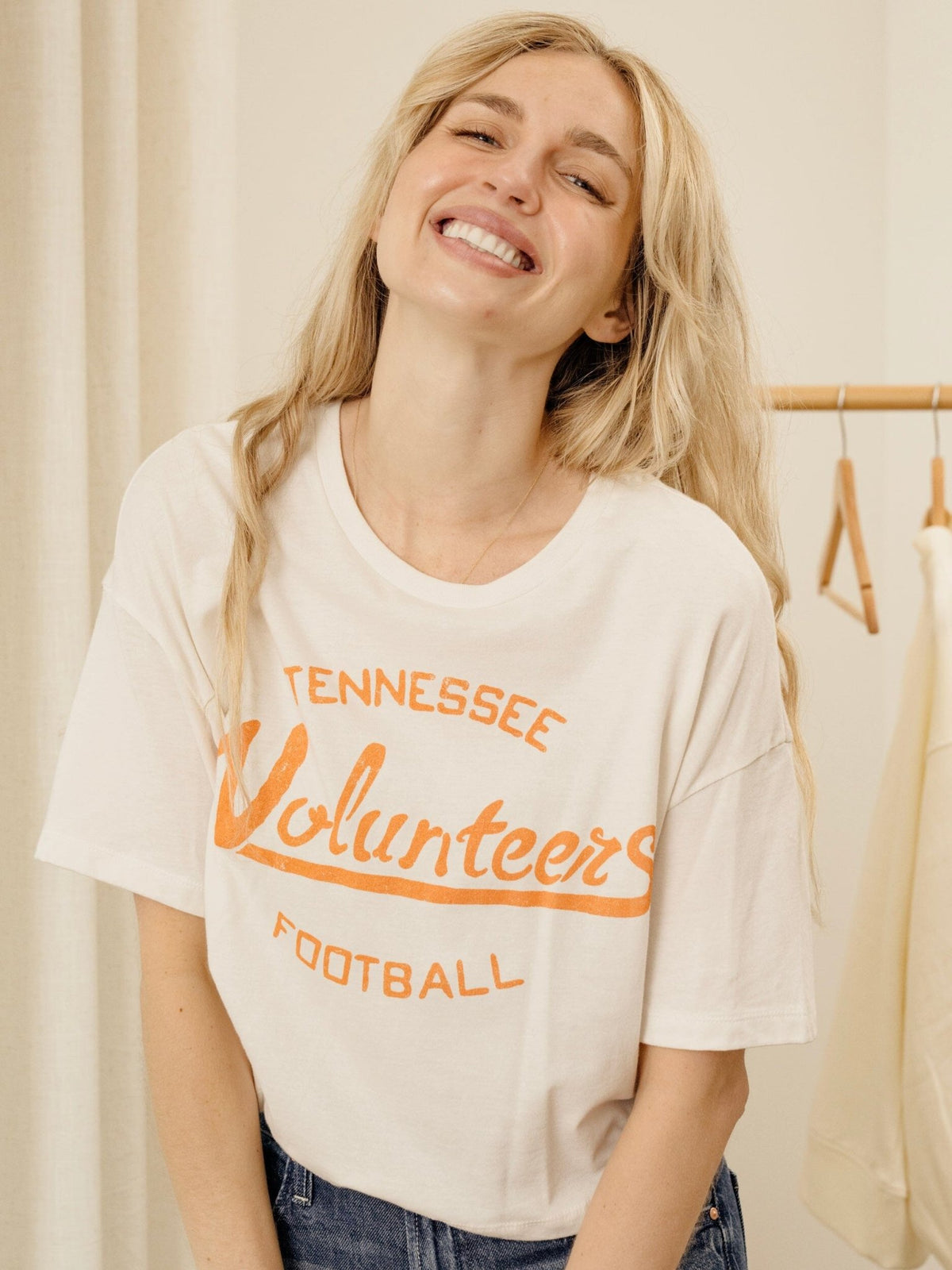 Tennessee Vols Football Stencil Off White Cropped Tee