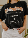 Tennessee Vols Letterman Black Thrifted Tee