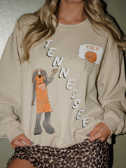 Tennessee Vols Retro Basketball Sand Thrifted Sweatshirt