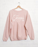 Texas Est. Bows Pink Corded Crew Sweatshirt