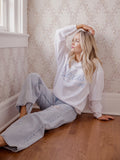 Texas Est. Bows White Corded Crew Sweatshirt