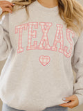 Texas Heart Gingham Print Gray Sweatshirt