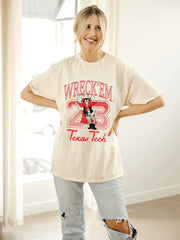 Texas Tech Club Mascot Off White Thrifted Tee