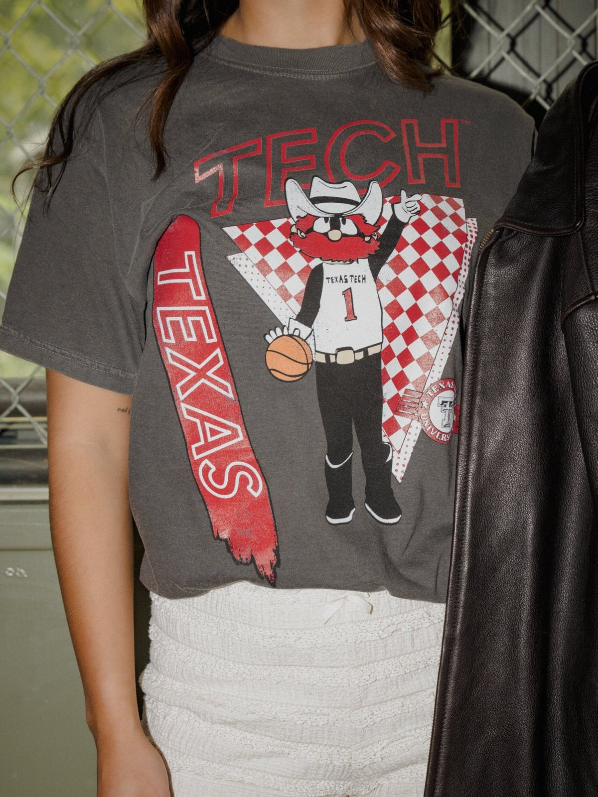 Texas Tech Courtside Basketball Pepper CC Tee
