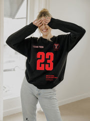 Texas Tech Crest Stamp Black Thrifted Sweatshirt