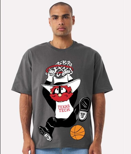 Texas Tech Double Baller Asphalt Heavyweight Tee