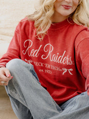 Texas Tech Established Bows Red Corded Crew Sweatshirt