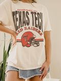 Texas Tech Established Date Helmet Off White Thrifted Tee
