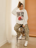 Texas Tech Established Date Helmet White Thrifted Sweatshirt