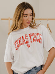 Texas Tech Gingham Heart White Tee