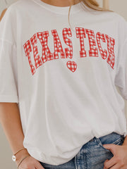 Texas Tech Gingham Heart White Tee