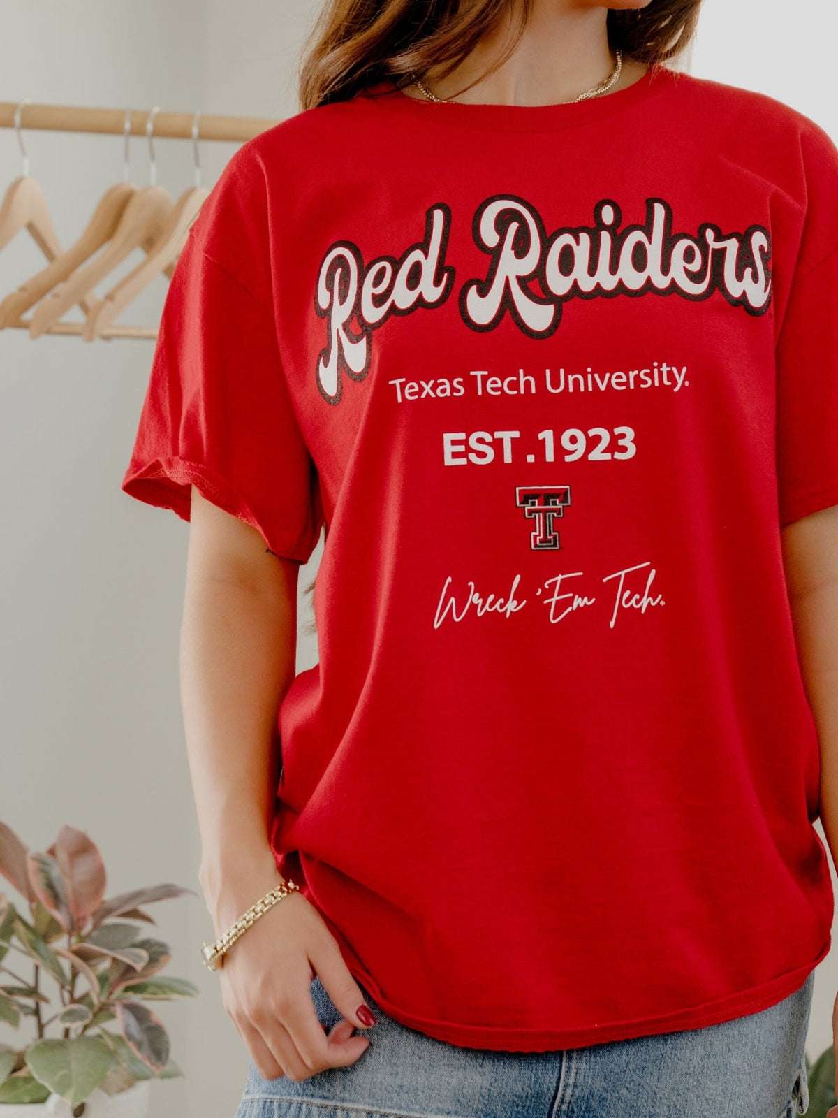 Texas Tech Letterman Red Thrifted Tee