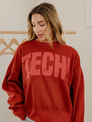 Texas Tech Mono Puff Ink Red Oversized Crew Hi-Dive Sweatshirt
