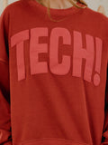 Texas Tech Mono Puff Ink Red Oversized Crew Hi-Dive Sweatshirt