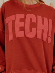 Texas Tech Mono Puff Ink Red Oversized Crew Hi-Dive Sweatshirt