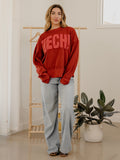 Texas Tech Mono Puff Ink Red Oversized Crew Hi-Dive Sweatshirt