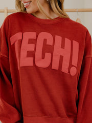 Texas Tech Mono Puff Ink Red Oversized Crew Hi-Dive Sweatshirt