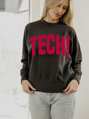 Texas Tech Mono Puff Ink Smoke Oversized Crew Hi-Dive Sweatshirt