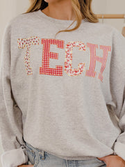 Texas Tech Quilted Puff Ink Ash Gray Thrifted Sweatshirt