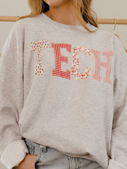 Texas Tech Quilted Puff Ink Ash Gray Thrifted Sweatshirt