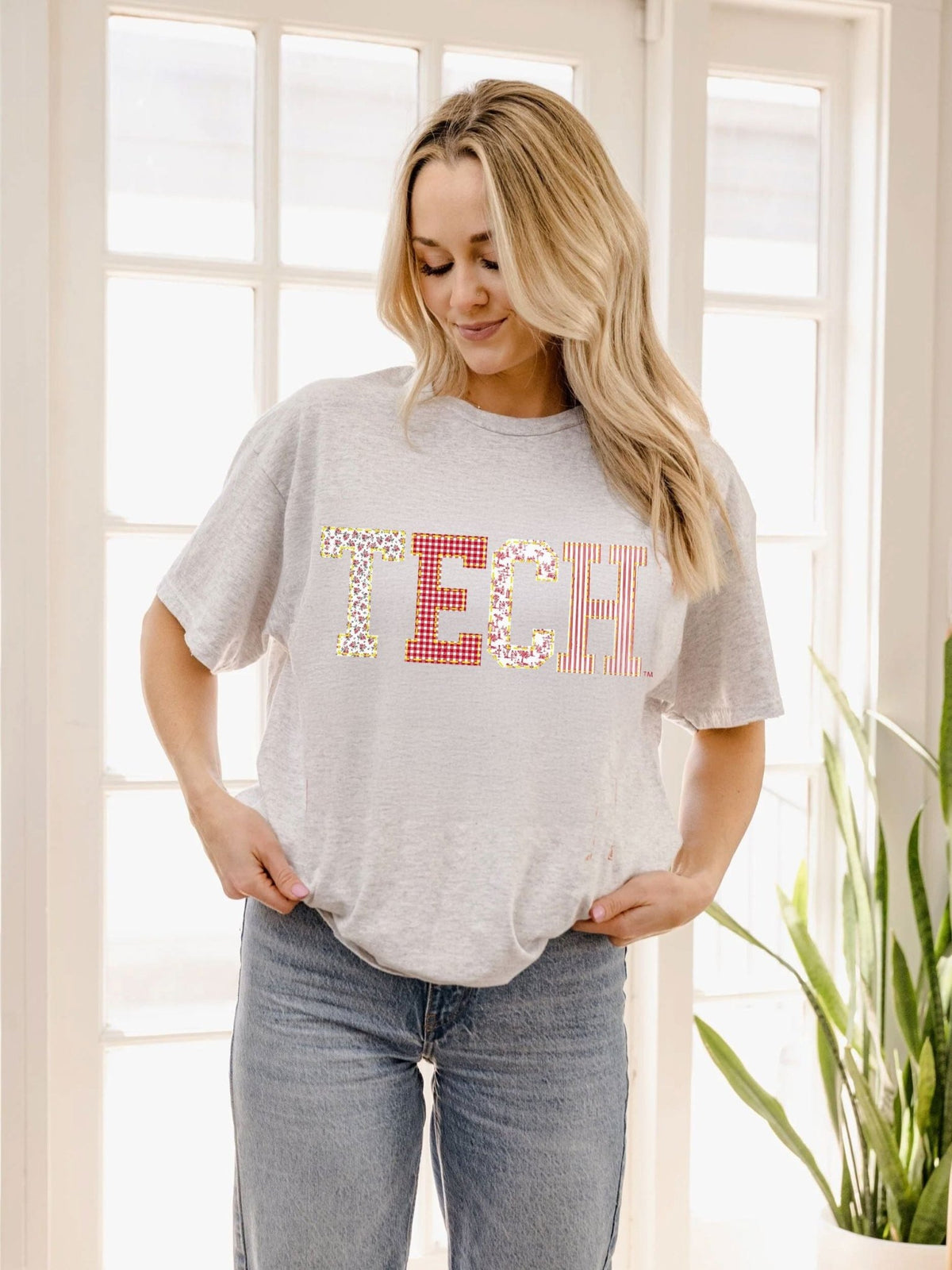 Texas Tech Quilted Puff Ink Ash Gray Thrifted Tee